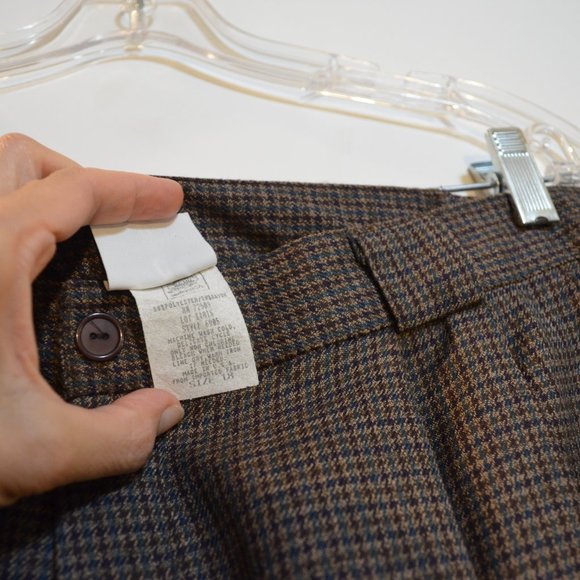 SS Ship 'n Shore (R) USA Brown Plaid Polyester/Rayon Dress/Suit Pants 18 - Picture 4 of 6